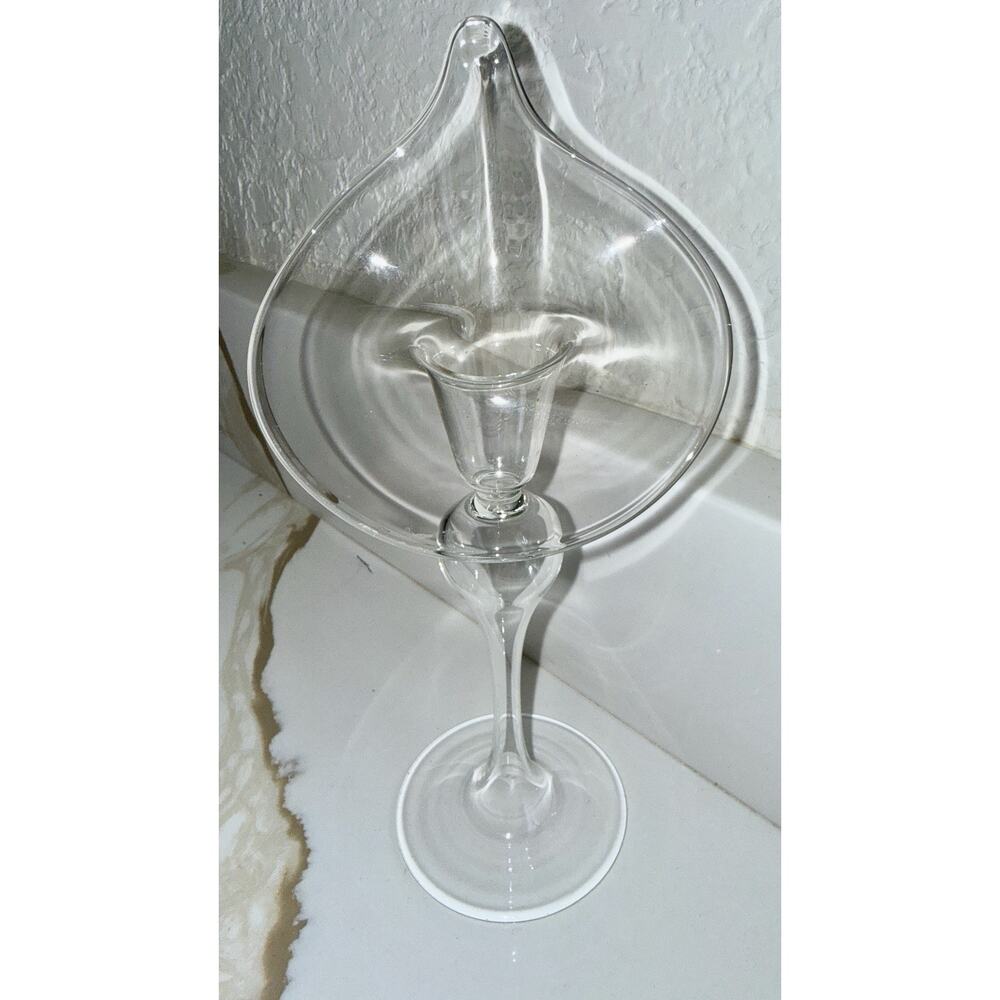 Vintage Jack In The Pulpit Calla Lily Hand Blown Glass-delicate Candle Holder